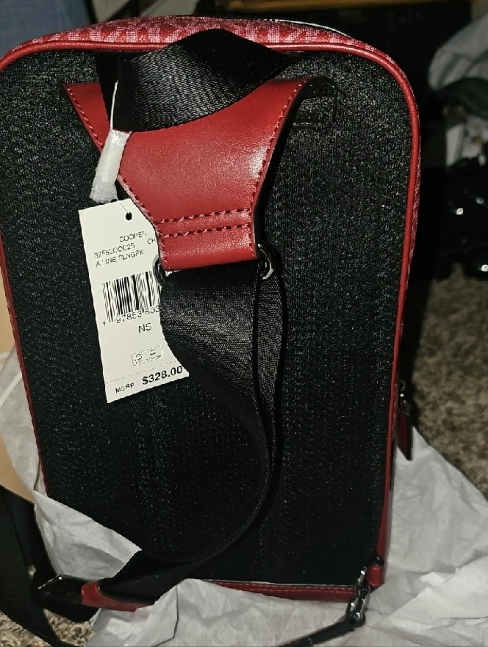 Michael Kors Men’s Red MK Signature Belt Bag - Picture 5 of 16